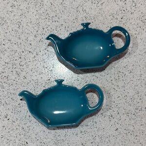 Le Creuset Stoneware Tea Bag Holder - Turquoise Ceramic Teapot-Shaped